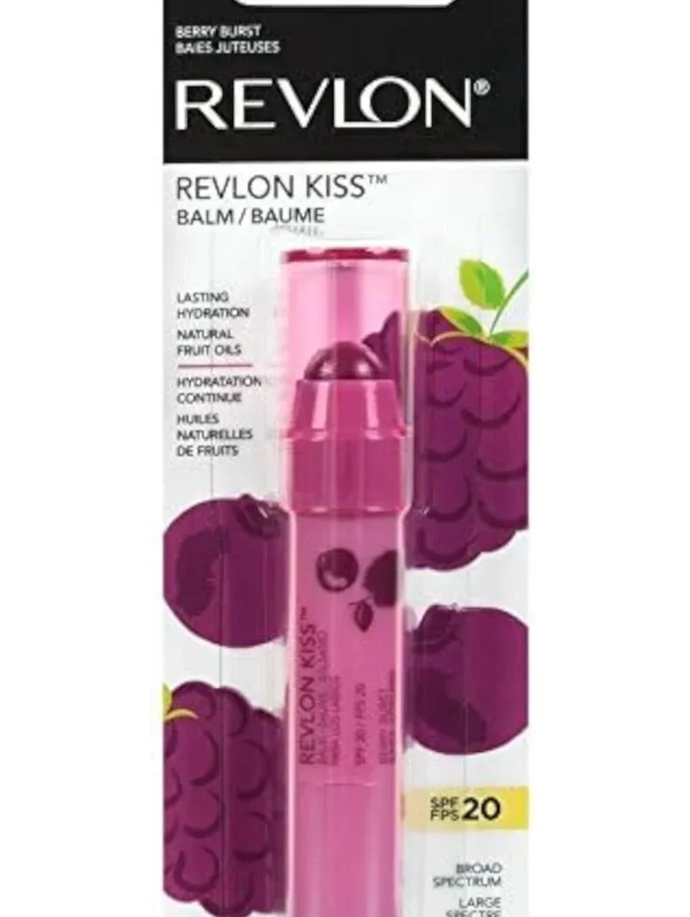 Revlon Kiss Balm Stick - Berry Splash Pink Sun Protection Lip Balm Spf 20